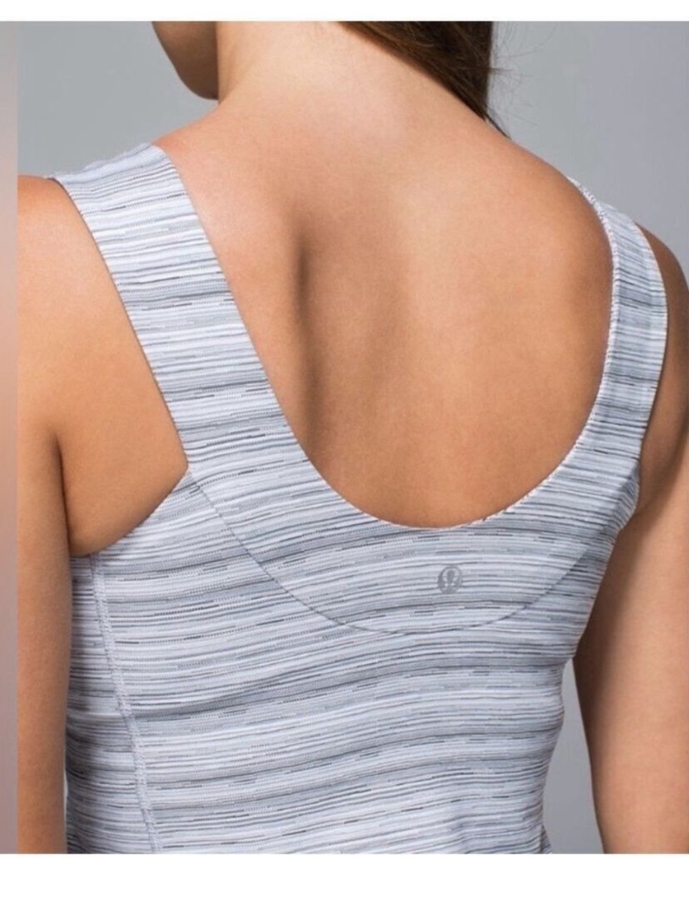 Lululemon Scoop Back Tank in the Cyber Stripe White Silver Fox - Picture 2 of 7